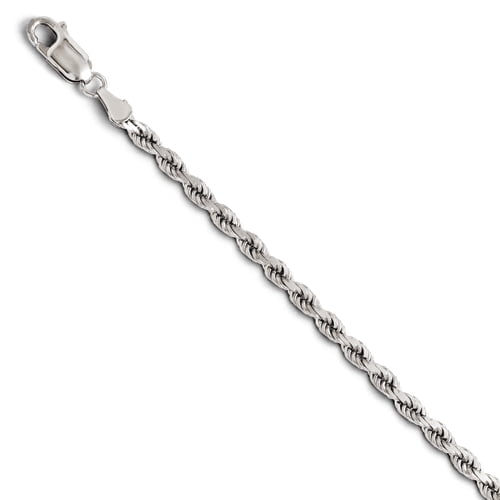 14k White Gold 3mm Link Rope Chain 