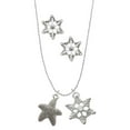 thumbnail image 1 of Delight Jewelry Silvertone Antiqued Starfish Silver tone Snowflake Charm Necklace and Stud Earrings, 1 of 4
