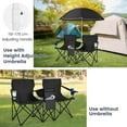 thumbnail image 4 of CRXX Double Camping Chair with Canopy, Folding Camp Chairs w/Cup Holder, Cooler & Carry Bag, Table, Side Pocket, 2 Person Portable Beach Chair with Umbrella, for Picnic Fishing (Black), 4 of 9