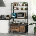 thumbnail image 3 of NAIYUFA Kitchen Bakers Rack with Baskets,5-Tier Wood Shelf ,Industrial Microwave Oven Stand with Hooks，Brown, 3 of 13