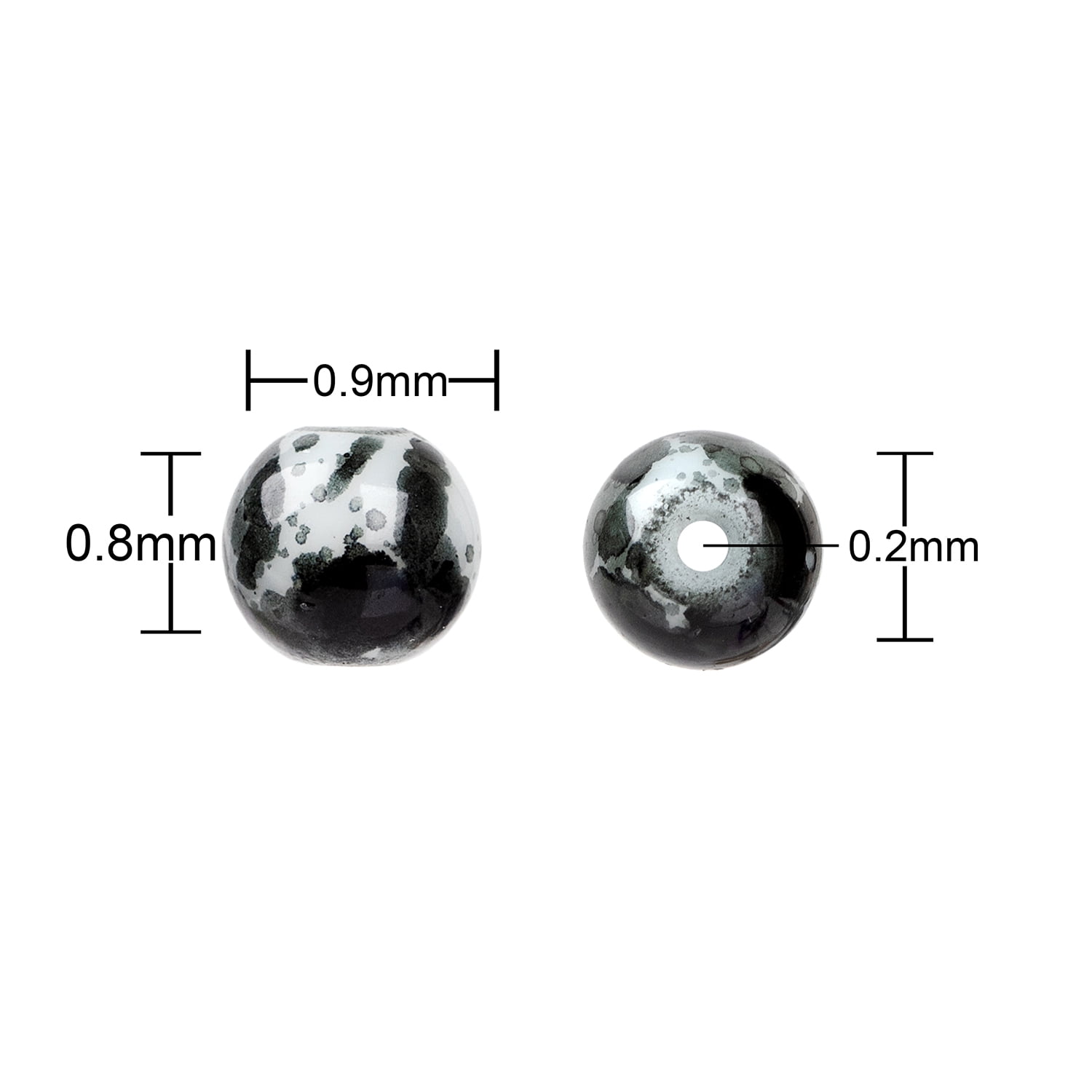 Cousin DIY Splatter Glass Bead Strand, Black/White, Unisex, 100 Pieces - 28.5in