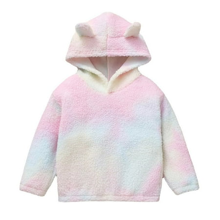 

Girls T Shirts Autumn Winter Fuzzy Thickened Hoodie Autumn Baby Cute Girls Shirts