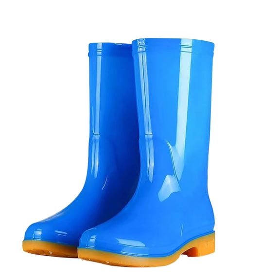 XUNKUSGA Rain Boots Classic Solid Color Waterproof PVC Rubber Garden Farm Boots with Non-Slip Sole Lightweight Breathable Rain Shoes for Gardening Farm Chores Rainy Dog Walks Blue 4.5