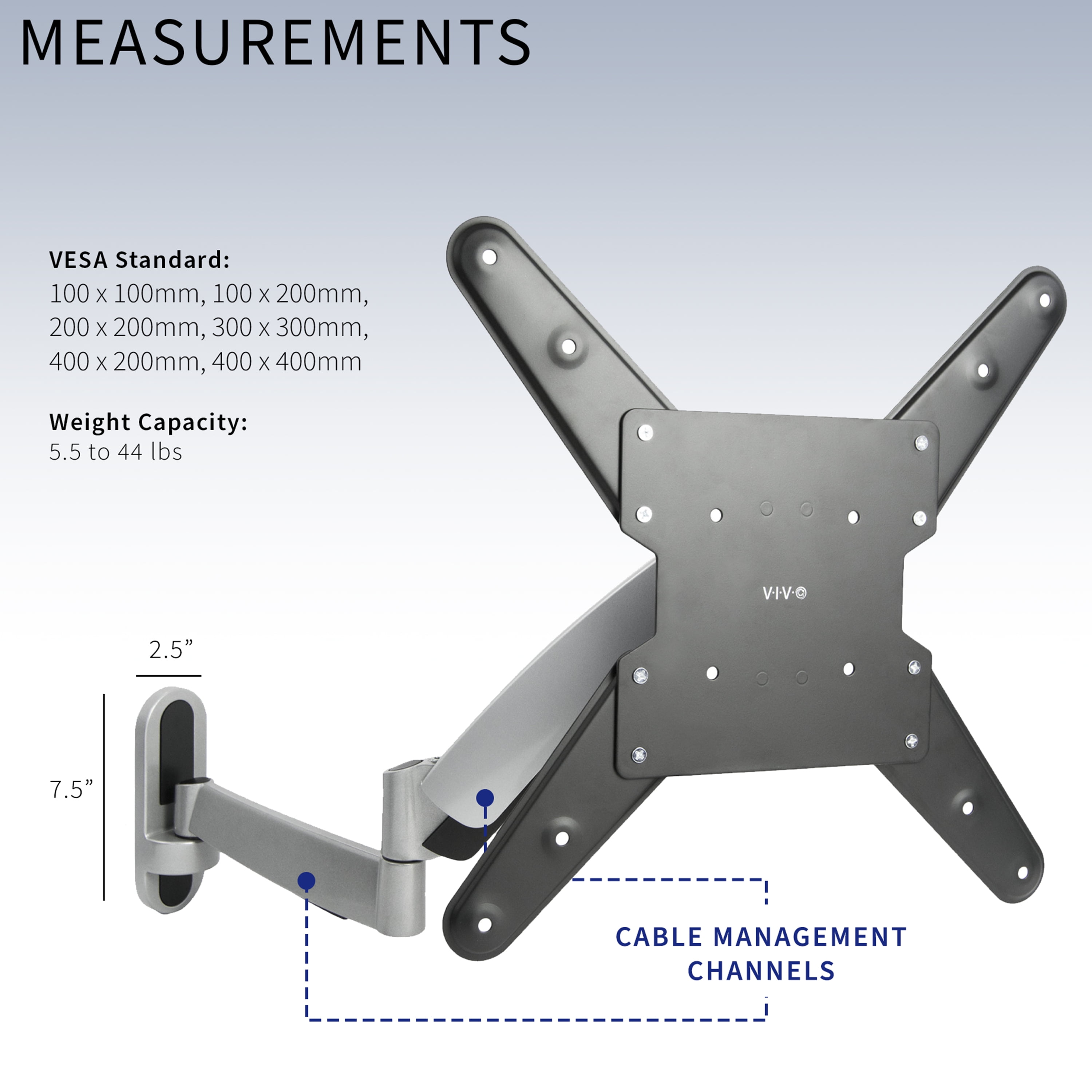 TV Height Adjustable Gas Spring Wall Mount for 26" to 55" LCD LED Plasma Screen