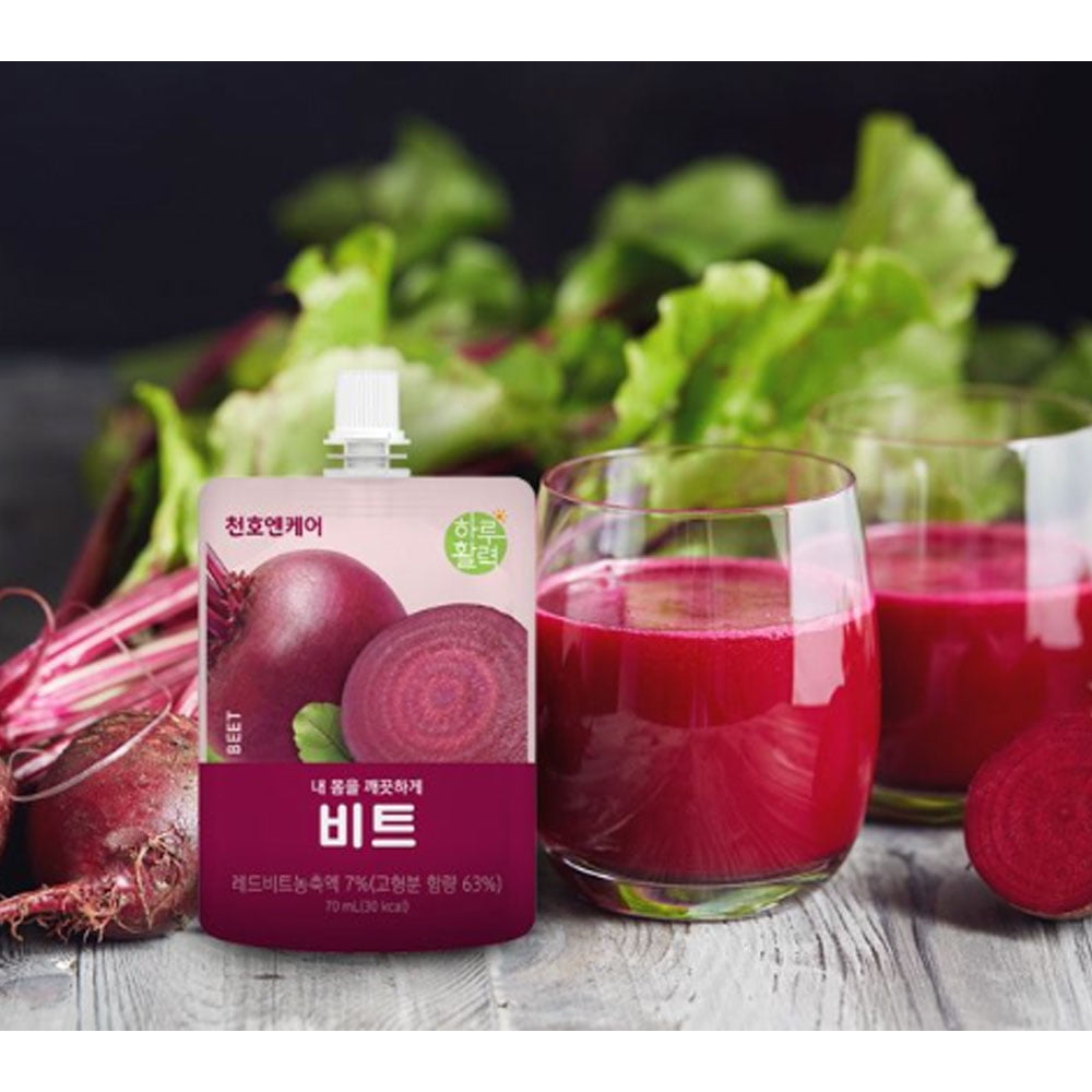 Cheonho Ncare Korean Red Beet Juice – 100% German Red Beet with Apple Concentrate, Nutrient-Rich & Naturally Sweet, No Artificial Additives, Resealable Pouch (70mlx30pouches)