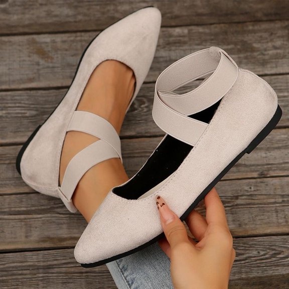 Bxsruta Crisscross Ankle Strap Slip-On Sandals, Soft Suede-Like Summer Footwear with Cushioned Arch Support