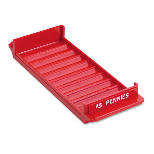 MMF Red Plastic Rolled Coin Storage Trays for Pennies/Cents 