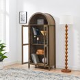 thumbnail image 6 of S-HOME Modern Retro High Arched Storage Cabinet With Lamp, Adjustable Glass Partitions, Multi-Functional Kitchen And Living Room Organizer, Brown, 6 of 13
