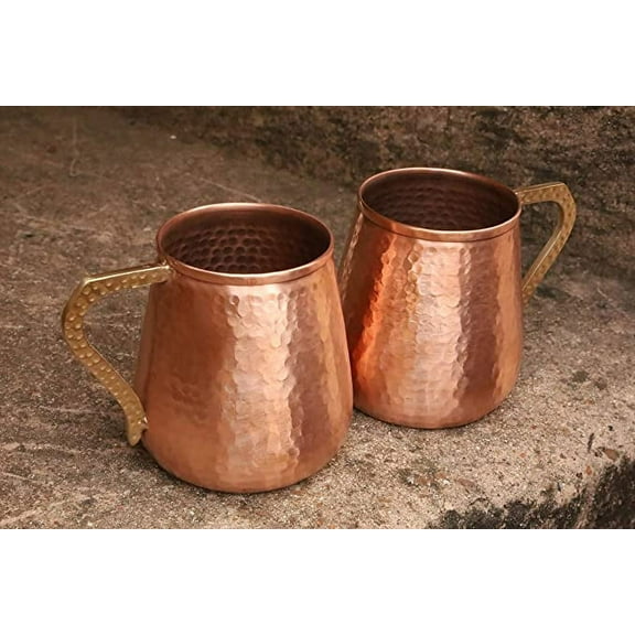 Hammered Pure Solid 100% Copper Moscow Mule Mug Set of 2 Cocktail 18 OZ Red Drinking Mug For Gift