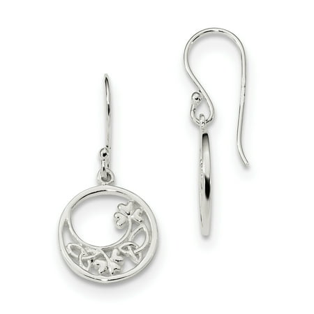 - 925 Sterling Silver Circle Clover Irish Claddagh Celtic Knot Drop Dangle Chandelier Earrings Flower Gardening For Women