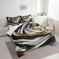 thumbnail image 3 of Manfei Modern Splash Ink Bedding King Size,Minimalsit Aesthetic Art Comforter Sets with Sheets,Black White Gold Bedding Sets King Size,Breathable Room Decorative Reversible,7pcs, 3 of 7