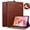 Brown, variant on TECH CIRCLE Folio Cover for iPad Mini A17 Pro / Mini 6th Generation 8.3" Stand PU Leather Flip Wallet Case with Card Slots, Navy