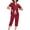 Wine Red, variant on Women's Pajama Sets 100% Cotton Pajamas for Women Summer Button Up Sleepwear Short Sleeve Loungewear Capri Ladies Pyjamas(Wine Red,XL)