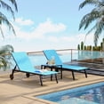 thumbnail image 4 of YUSAZENS 2 Chaises Longues de Patio en Textile avec Table d'Appoint, Chaises Longues à Dossier Réglable avec Roues pour Cour et Piscine - Bleu, 4 of 7