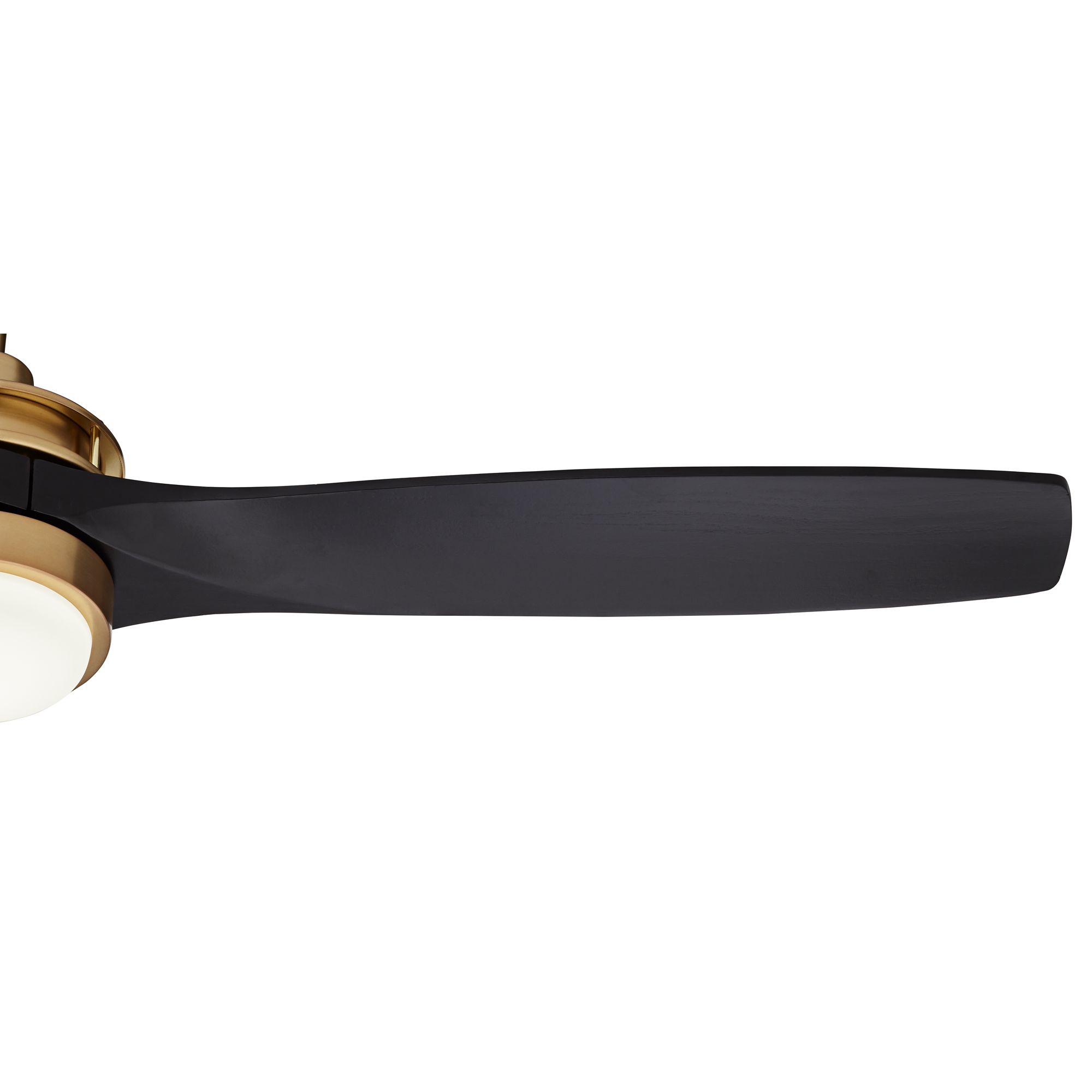Casa Vieja 52" Windspun Indoor Ceiling Fan 3 Blade LED Light Remote Control Soft Brass Finish Motor Matte Black Finish Wood Blades