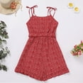 thumbnail image 4 of FYMNSI Mommy and Me Rompers Matching Outfit Sleeveless Belted Casual Jumpsuit Spaghetti Strap Short Overall Set Red (Women XL), 4 of 10