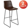 thumbnail image 6 of Merrick Lane 30 inch Faux Leather Bar Height Bucket Seat Stools in Dark Brown, Set of 2, 6 of 17