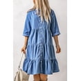 thumbnail image 2 of POGLIP Robe Midi en Denim Bleu Ciel à Volants Boutons Complets pour Femmes, 2 of 6