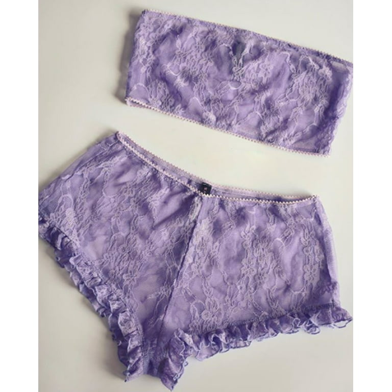 Hirigin Womens Sexy Lingerie Lace Top Bra Ladies Thong Underwear Set  Nightwear Sleepwear Black Blue Orange Purple