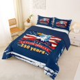 thumbnail image 2 of Manfei Cartoon Eagle Queen Comforter Set,250 Years Anniversary Comforter Sets Queen,1776-2026 Printed Decor,Navy Blue Reversible,3pcs,1 Comforter and 2 Pillowcases, 2 of 7