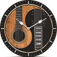 thumbnail image 1 of Reloj de pared con diseño de guitarra acústica y eléctrica, 30 cm, madera, 1 of 1