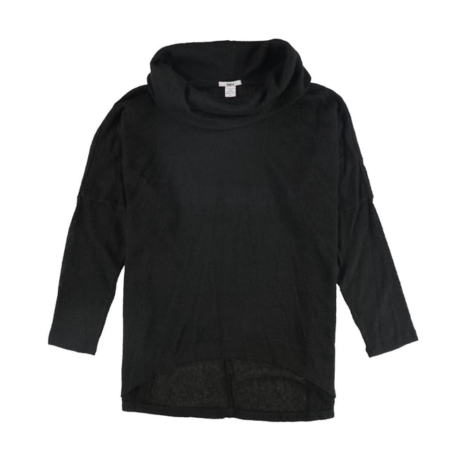 bar III Blusa de punto de manga larga para mujer, negro, grande