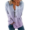 thumbnail image 2 of Royisotas Long Sleeve Womens Sweatshirts Gradient Color Tunic Fall Pullover Half Zip Crewneck Lounge Purple No Hood Blouse, 2 of 5