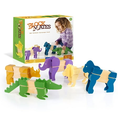 Guidecraft Sand Blocks - Block Mates - Safari G7603, Safari animal themed unit block attachments for ages 3+ By Guidecraft