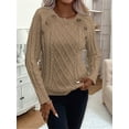 thumbnail image 5 of Women'S Winter Sweaters Trendy Knit Button Detail Raglan Sleeve Sweater Fashion Sweater Khaki S, 5 of 8