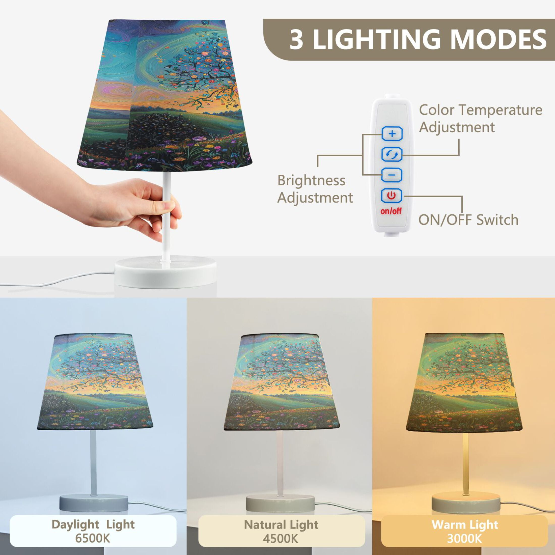 LED Desk Lamp Whimsical Tree Of Life Table Nightstand Lamps with 3 Color Temperatures for Home Bedroom Living Room Decor 8x12