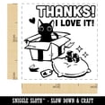 thumbnail image 2 of Thanks I Love It Cat with Present Thank You Self-Inking Rubber Stamp Ink Stamper - Black Ink - Small 1 Inch, 2 of 7