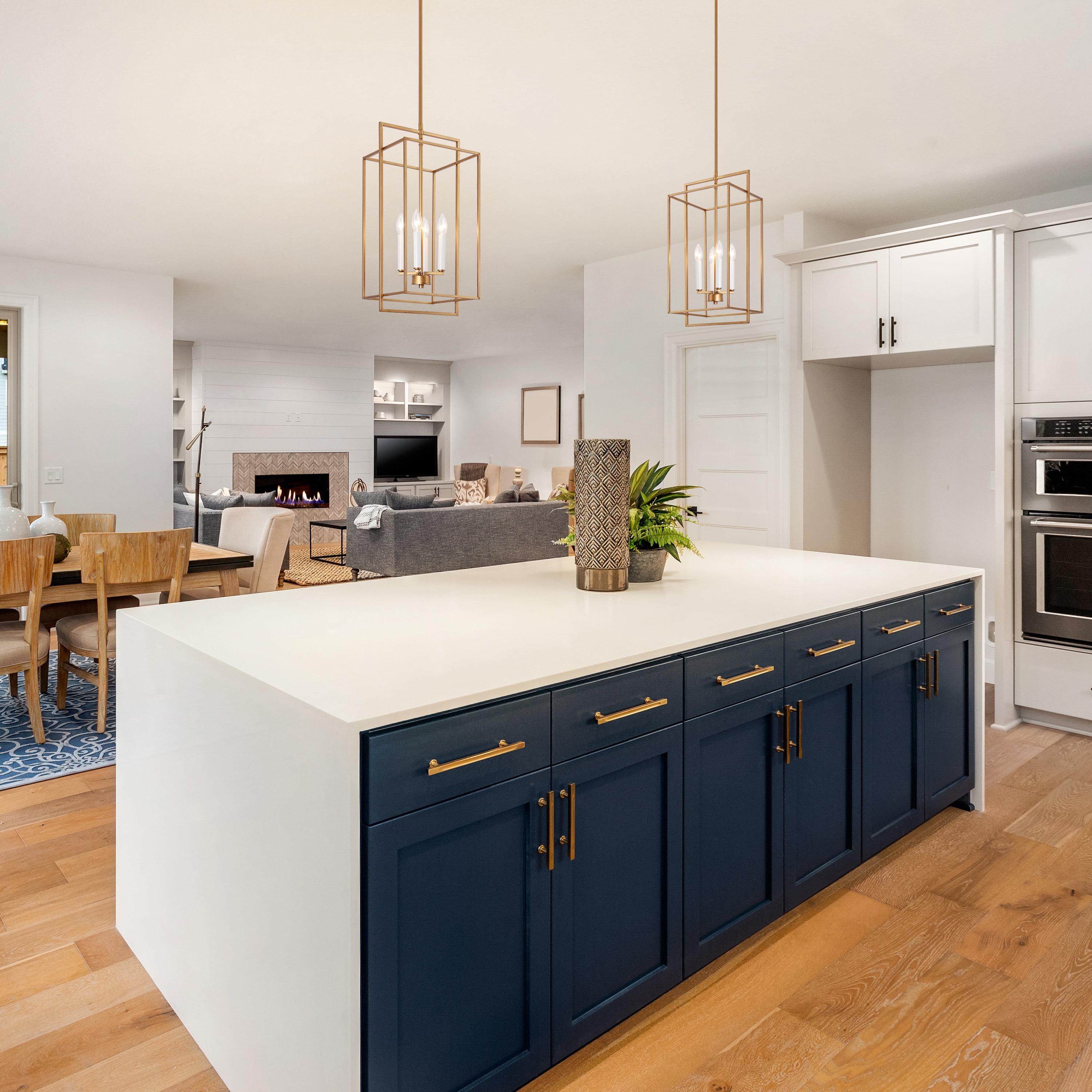 LNC Gold and White Candle Style Tiered LED Pendant for Kitchen or Dining Room