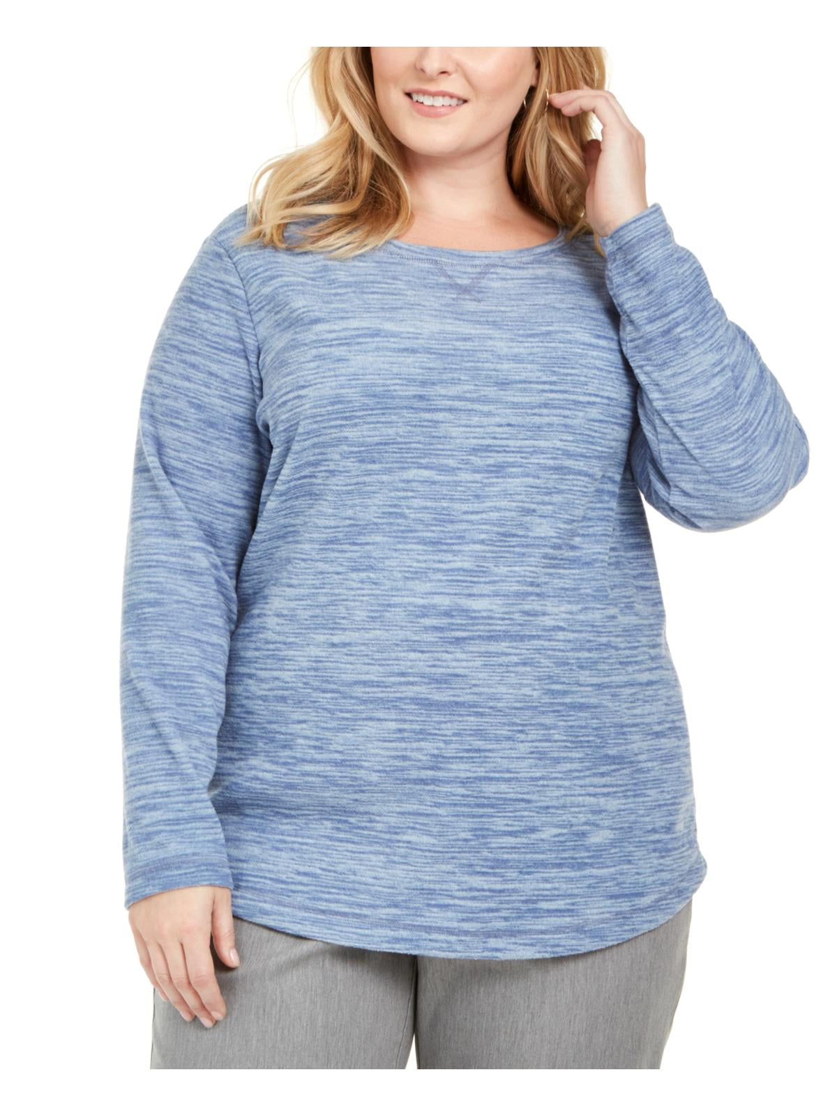 Karen Scott Sport Womens Plus Microfleece Comfy Shirts & Tops - Walmart.com