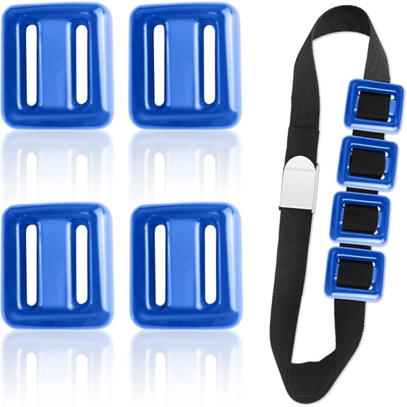 MXOYOXM Blue-Coated Diving Weight Set with Metal Buckle Belt, 4-Pcs for Freediving & Underwater Operations