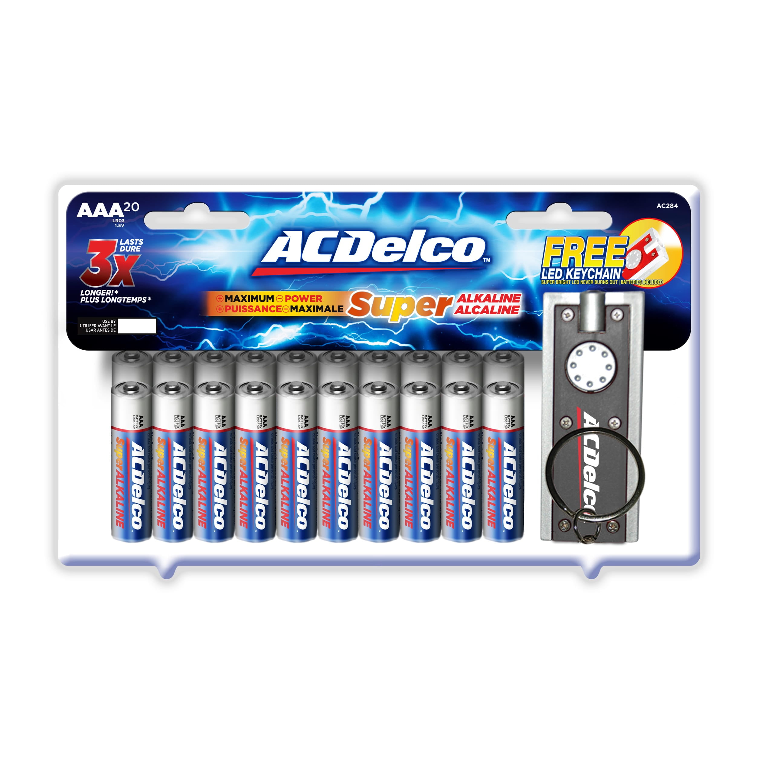 ACDelco Super Alkaline 'AAA' Batteries with LED Flashlight Keychain
