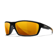 DVX Charge Optical Sunglasses - ANSI Z87.1 - Orange Mirror Lenses/Gloss Black Frame with Orange Tips OSHA Compliant RX Ready