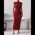 thumbnail image 4 of Vestido Ajustado Fruncido para Mujer Color Vino Tinto M, 4 of 7
