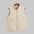 thumbnail image 3 of CUZIBR Winter Coats For Women Stylish Sleeveless Puffer Vest Zip Up Stand Collar Solid Color Jacket Retro Quilted Padded Casual Thick Warm Layering Piece Fall Fashion Winter Clothing,Grey,Xxxxxl, 3 of 3