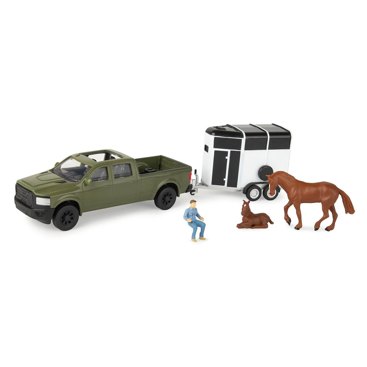 Pickup Chevrolet Blu ERTL 1/16 Big Farm Con Rimorchio E 6 Rotoballe – Giocattolo Per Bambini, 47603