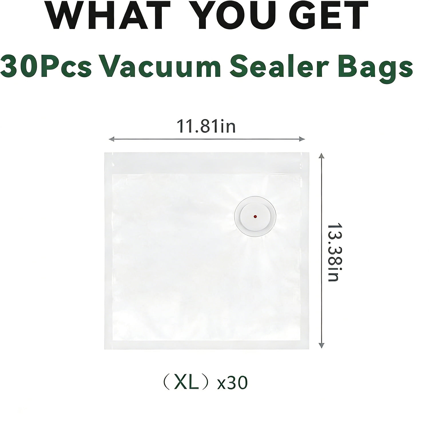 KIBVOE Vacuum Sealer Bags for Food 30 Pcs (11.8 * 13.4in), BPA-Free Sous Vide Bags Reusable, Compatible with Most Handheld Sealers and Vacuum Sealer Machines