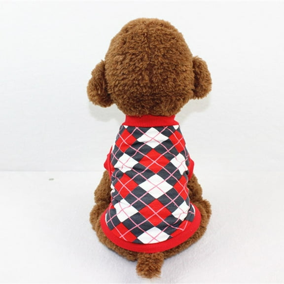 Shldybc Pet Dog Warm Dog Couple Suit Cotton Vest Diamond Check Pet Clothes, Dog Birthday Party Supplies, Pet Clothes