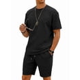 thumbnail image 6 of Men'S 2 Piece Set Summer Outfits Casual Short Sleeve Shirt and Shorts Suits Black XXXL, 6 of 8