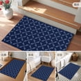thumbnail image 6 of 2x3 Door Mat Rug, Navy Blue Non-Skid Rubber Backing Large Rectangle Rugs - Living Room Bedroom Home Office, Geometric Leaf Diamond Plaid Abstract Check Indoor Floor Mat Carpets Washable Rug, 6 of 9