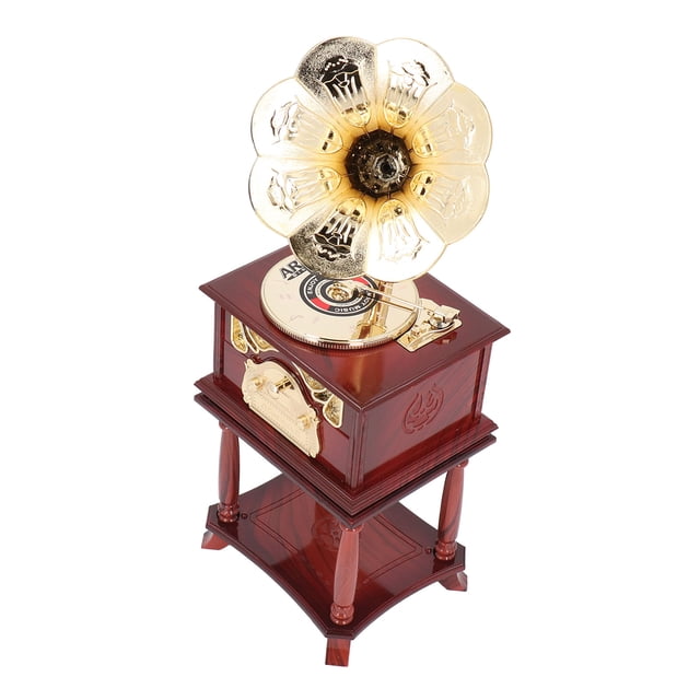 Gramophone Music Box, Clockwork Retro Mechanical Music Box for Home Table Desk Decorations ABS Material for Living Room Office Shop