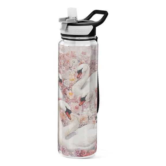 BZSMCE Sport Bottle Elegance in Bloom with Swans Outdoor sports Water Bottle Size: 10.4x3in