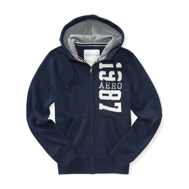 Aeropostale Sudadera con capucha y cremallera completa para hombre 1987, azul, XX-Large Aeropostale Sudadera