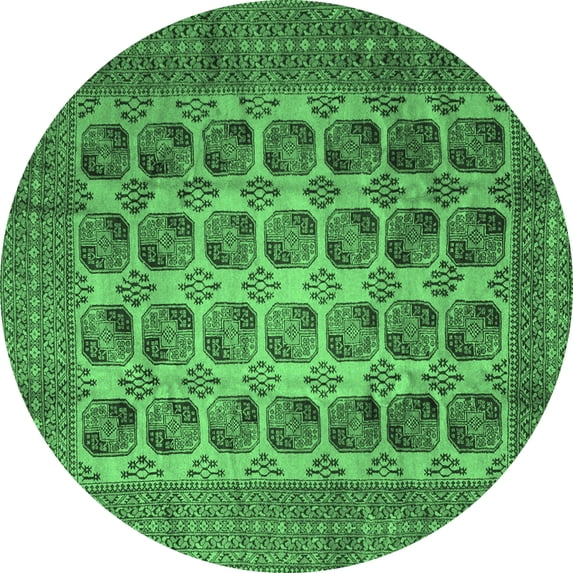Ahgly Company Indoor Round Southwestern Emerald Green Country Area Rugs, 4' Round