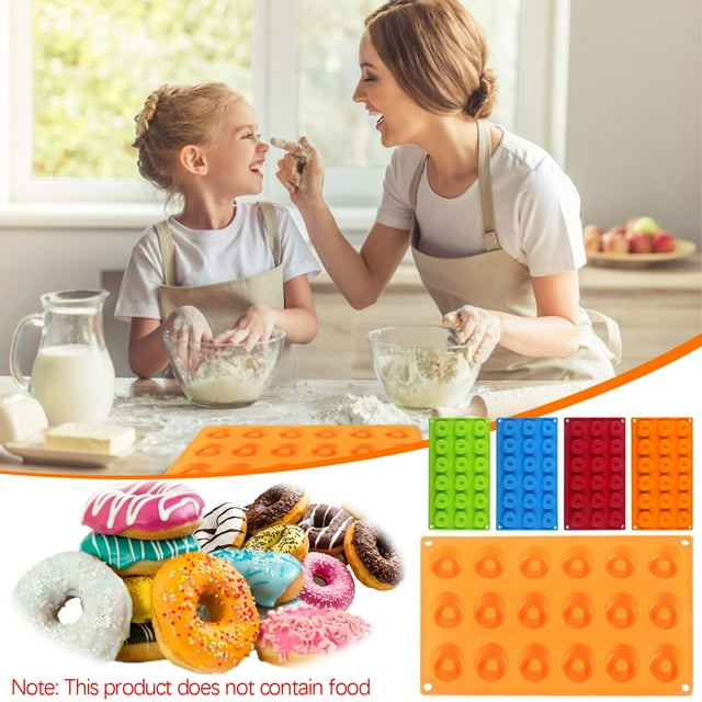 Xihbxyly Molde Antiadherente para Donas, 18 Cavidades, Silicona de Grado Alimenticio, Apto para Horno y Congelador, Multiusos para Pasteles, Pudines, Cubitos de Hielo y Gelatina, Fácil de Desmoldar,