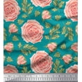 thumbnail image 1 of Soimoi Green Poly Georgette Fabric Rose Leaves Print Fabric by Yard 42 Inch Wide, 1 of 3