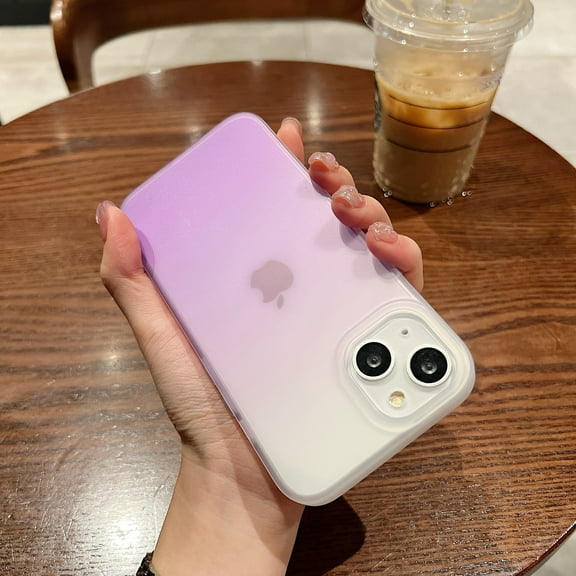Mantto for iPhone 13 6.1" Case Clear Cute Gradient Frosted Phone Case Slim Anti Scratch Flexible TPU Cover Shockproof Protective Case for Apple iPhone 13 6.1 Inch, Purple